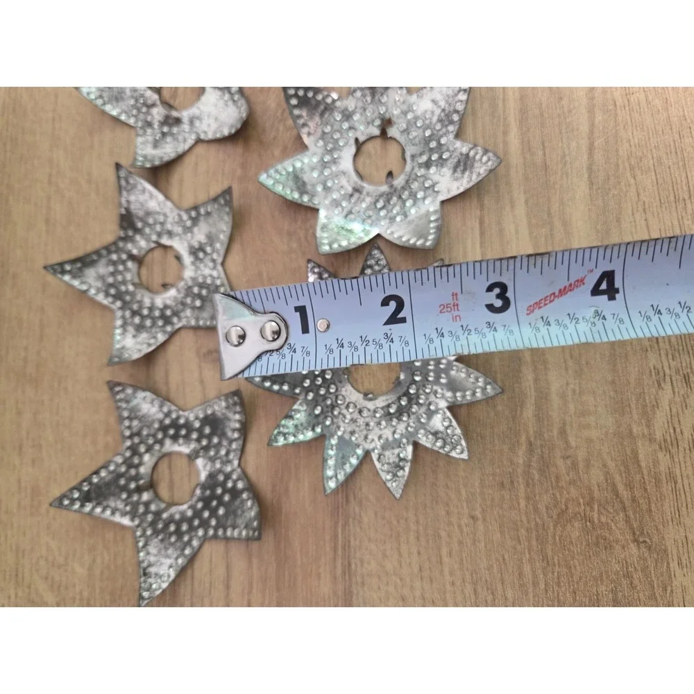 9 Vintage Antique Tin Reflectors Christmas Tree Light Silver Star 3